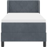  Postelja z vzmetnico Črna 100x200 cm Žamet Temno siva | Shoptok.si