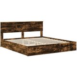 Postelja s shranjevanjem z vzglavjem Dimljeni oreh 180 x 200 cm, (5000106026) | Shoptok.si
