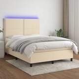  Krevet box spring s madracem LED krem 140x190 cm od tkanine | shoptok.hr