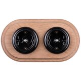  Elhard - Dvostruka keramička retro kućna utičnica sa ramom SCHUKO 230V crna/drvo | Eponuda.com