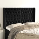  Uzglavlje s ušima crno 147x16x118/128 cm baršunasto | shoptok.hr