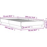  Okvir kreveta boja betona 75x190 cm od konstruiranog drva | shoptok.hr