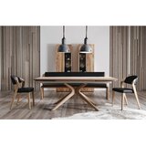 Voglauer stol, les, usnje črna, barve hrasta | Shoptok.si