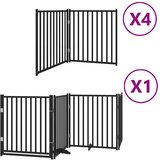  Vrata za pse s vratašcima 12 panela sklopiva 960 cm drvo topole Crna 80 x 90 x 2 cm | shoptok.hr