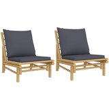 Maison Chic Vrtni stoli - Stol za vrt 2 kosa s temno sivimi blazinami bambus JS1312, (21878952) | Shoptok.si