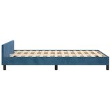  Posteljni okvir z vzglavjem temno moder 120x200 cm žamet, (20907208) | Shoptok.si