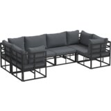 vidaXL Vrtna sedežna garnitura 6 pcs Črna Aluminij | Shoptok.si
