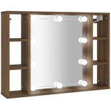 Ormarić s ogledalom LED boja smeđeg hrasta 76 x 15 x 55 cm | shoptok.hr