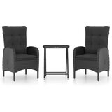  3-dijelni vrtni bistro set od poliratana i stakla crni | shoptok.hr