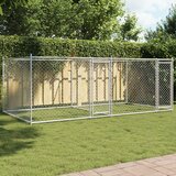 vidaXL Pasji boks z vrati siv 4x2x1,5 m pocinkano jeklo Cene