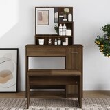 The Living Store Toaletna mizica z ogledalom rjavi hrast 86,5x35x136 cm - Toaletna Mizica, (21671131) | Shoptok.si
