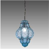  SIRU- luster na lancu CLASSIC 1xE27/60W/230V, prečnik 30 cm, plava/crna, venecijansko staklo | Eponuda.com