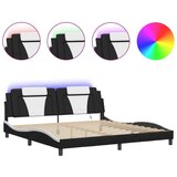  Okvir kreveta LED crno-bijeli 200 x 200 cm umjetna koža | shoptok.hr