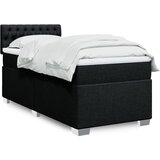 vidaXL Box spring postelja z vzmetnico črn 90x190 cm blago | Shoptok.si