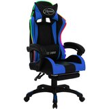 vidaXL Racing stol z RGB LED lučkami modro in črno umetno usnje | Shoptok.si