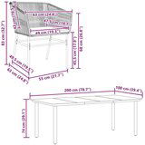  Vrtna garnitura - 6-dijelni vrtni blagovaonski set s jastucima crno Crna 200 x 100 x 74 cm 6 | shoptok.hr