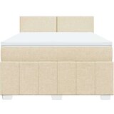 vidaXL Box spring postelja z vzmetnico krem 160x200 cm blago | Shoptok.si