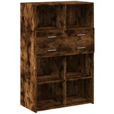 Maison Chic Visoka omara - Komoda - Predalnik dimljeni hrast 80x42,5x124 cm inženirski les, (21721823) Cene