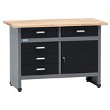 KÜPPER Delovni pult (Do x Š: 60 x 120 cm, Delovna višina: 84 cm, Nosilnost: 300 kg, Črna, Število predalov: 5 kos) | Shoptok.si