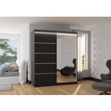 ADRK Klizni ormar CARO s ogledalom i LED rasvjetom, 180 cm - CRNA | shoptok.hr