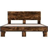 vidaXL Posteljni okvir dimljeni hrast 140x190 cm inž. les in kovina, (21152041) | Shoptok.si