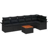  Garnitura za dvorište od 7 dijelova s jastučićima Crna Poli ratan Akacija Dvosjed garnitura za vrt s pohranom i jastučićima Crn | shoptok.hr