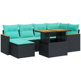  Vrtna garnitura - 7-dijelni set vrtnih sofa od poliratana s jastucima crni - Crna sa spremištem 1 | shoptok.hr