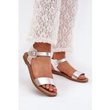 Boto Womens Flat Heel Eco Leather Silver Sandals Kivara | shoptok.hr