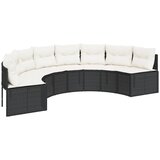 The Living Store Vrtni kavč z blazinami polkrožen črn poli ratan - Vrtni Kavč, (21459745) | Shoptok.si