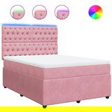 vidaXL Box spring postelja z vzmetnico roza 160x200 cm žamet, (21310953) | Shoptok.si