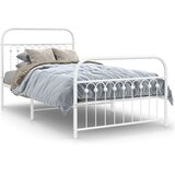  Metalni okvir kreveta uzglavlje i podnožje bijeli 100x200 cm | shoptok.hr