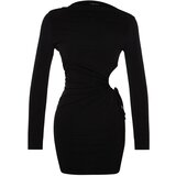 Trendyol Black Fitted Knitted Window/Cut Out Detail Dress Cene