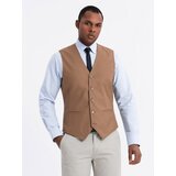 Ombre Men's suit vest without lapels - caramel | ePonuda.com