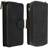 AVIZAR Usnjena torbica denarnica 2 v 1 za iPhone 8 Plus / 7 Plus s snemljivo školjko - crna, (20599729) | Shoptok.si