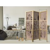  Japanski paravan - Plant Vintage - Delicate Field Flowers on a Background in Lime Wash Technique | shoptok.hr