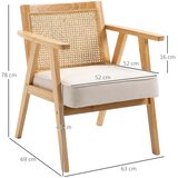  Egzotična tapecirana stolica kaučukovo drvo jastuk za sjedenje s imitacijom lana 63D x 69Š x 78V cm krem ​​bijela | shoptok.hr
