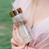 Crystallove Straw Water Bottle Posoda za vodo s slamico Hologram - Clear Quartz 400 ml | Shoptok.si