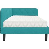  Kotna postelja z vzmetnico Turkizna 90 x 190 cm Žamet, (5000105079) | Shoptok.si