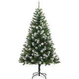 vidaXL Umjetna jelka s pantenom i pahuljicama Zelena i bijela 120 cm | shoptok.hr