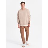 Ombre Men's pants with cargo pockets and leg hem - light brown | Shoptok.si