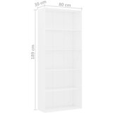 Ormarić za knjige s 5 razina bijeli 80 x 30 x 189 cm drveni | shoptok.hr