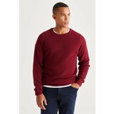 AC&Co / Altınyıldız Classics Men's Burgundy Standard Fit Regular Fit Crew Neck Patterned Knitwear Sweater Cene