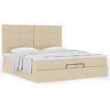  Otomanski posteljni okvir z vzmetnicami krem 200x200 cm blago, (21653363) | Shoptok.si