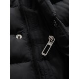 Ombre Men's lightweight jacket of combined materials with hood and decorative quilting - black | Shoptok.si