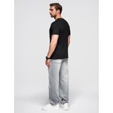 Ombre Men's cotton t-shirt with contrasting two-tone print - black | Shoptok.si