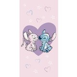 Jerry Fabrics Rožnata bombažna otroška brisača 70x140 cm Lilo and Stitch "Love" – Cene
