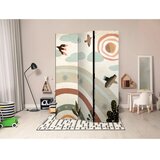  Paravan - Sun Above the Rainbow - Birds in Subdued Colors Flying Among Clouds Above a Rainbow and Vegetation on a Light Beige Ba | shoptok.hr