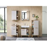Pelipal Kremno bela visoka kopalniška omarica v hrastovem dekorju 50,5x128 cm Quickset 966 – | Shoptok.si