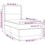  Box spring s madracem LED svjetlosivi 90x190 cm baršun | shoptok.hr