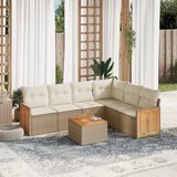 Maison Chic Seti vrtnega pohištva - Vrtna garnitura - Vrtni pohištvo set 7-delna z blazinami bež poli ratan, (21804660) | Shoptok.si